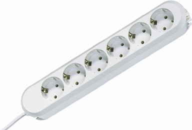 Bachmann Tischsteckdose, 6xDosen(CEE7)-&gt;Stecker(CEE7), 3m, weiss, SMART,