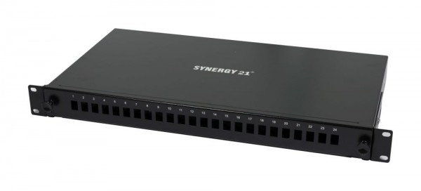 LWL-Patchpanel 12xLC-Duplex-Buchsen, 19&quot;, OM3, 50/125u Multimode, Schwarz, Synergy 21,
