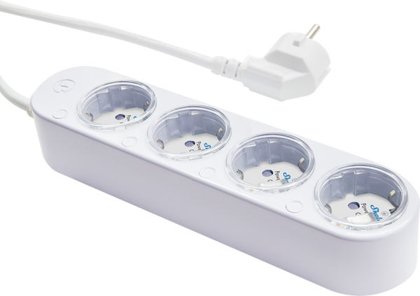 Shelly · Plug &amp; Play "Power Strip 4 Gen4" · Smarte Steckdosenleiste · 4x 12A · Messfunktion · WLAN · Zigbee · Matter · BT · weiß