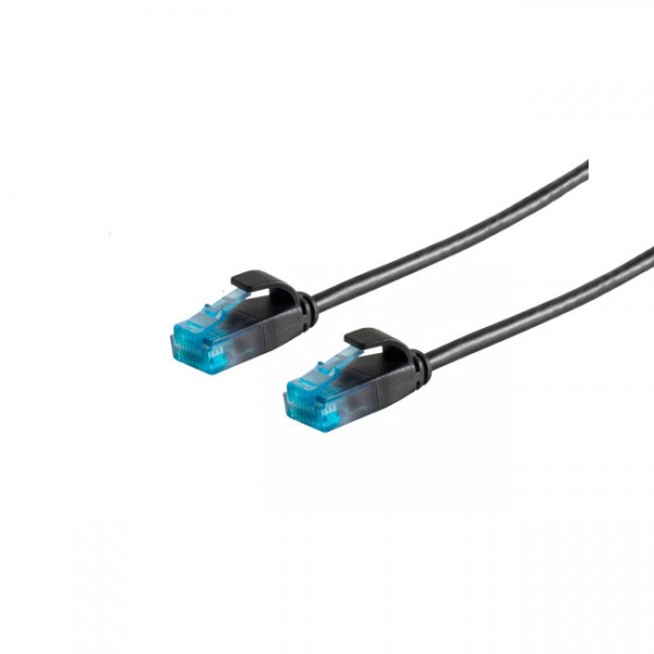 Patchkabel RJ45, CAT6 250Mhz, 0.3m schwarz, UTP(U/UTP); PVC, slimline d=3,5mm,