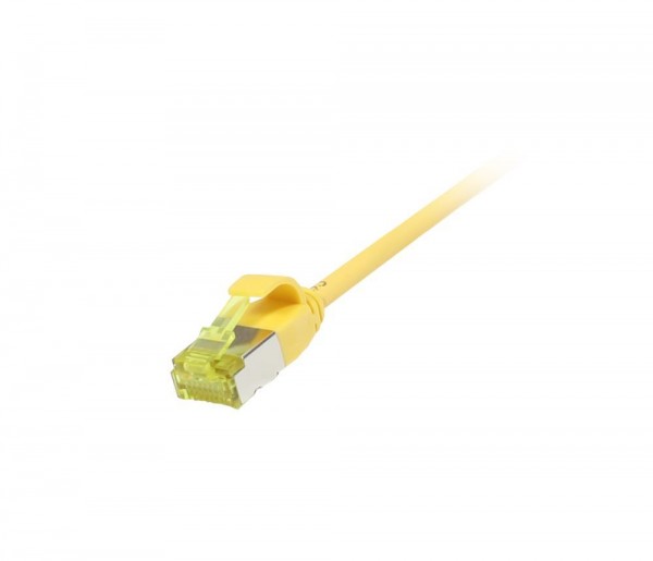 Patchkabel RJ45, CAT6A 500Mhz, 1.0m, gelb, U/FTP, slimline rund d=3,8mm, TPE/LSZH(Superflex), AWG32, mit CAT7 Rohkabel, Synergy 21