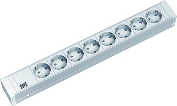 ALLNET 19"zbh. Steckdosenleiste, 8xDosen(CEE7)->Stecker(CEE7), 1,5HE, Bachmann,