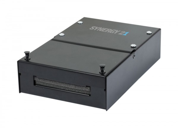 Keystone,Modulträger, Patchpanel für 4x TP-Modul, Aufputz, Metallklappbox(Consolidation Point Box), Schwarz, Synergy 21,