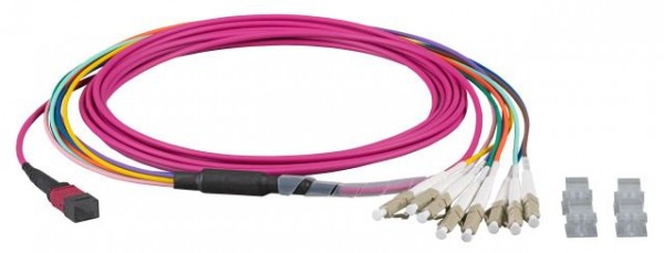 LWL-MTP®-Female-LC Patchkabel OM4 LowLoss, 8 Faser, erika-violett, 2m,