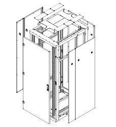 Triton 19"Schrank Flat-Pack, Front/Rückrahmen B600mm, 47HE, Rahmen mit Tür(1-teilig Glas), lichtgrau, bis 800KG, zerlegt,