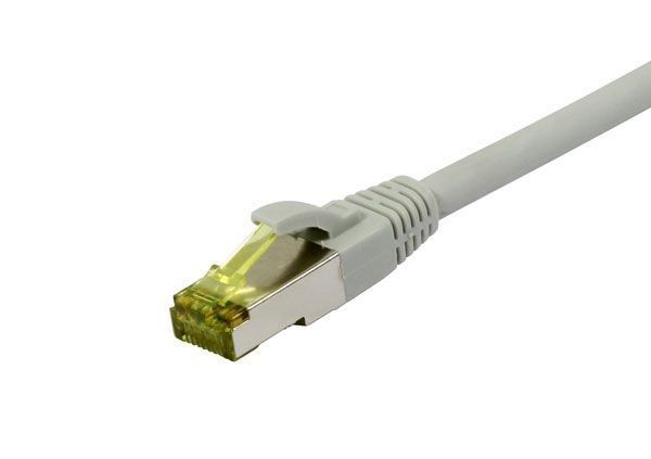Patchkabel RJ45, CAT6A 500Mhz, 15m, grau, S-STP(S/FTP), TPE/LSZH(Ultraflex), AWG26, mit CAT7 Rohkabel, Synergy 21