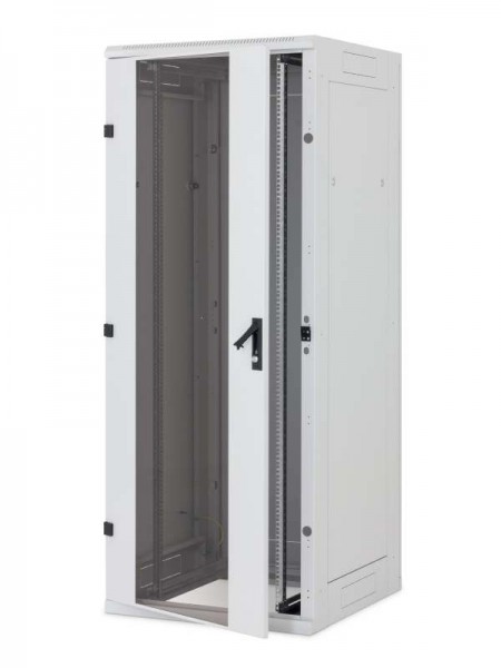 Triton 19"Schrank 15HE, B600/T 900, Lichtgrau,Glastür, RYA-Serie, zerlegbar, für Belastung 1200 kg,