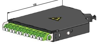 Telegärtner Baugruppenträger, HD3, zbh. FanOut-Modul 0,5HE 6xLC D MM Lime green OM5 -> 1xMPO/APC male,