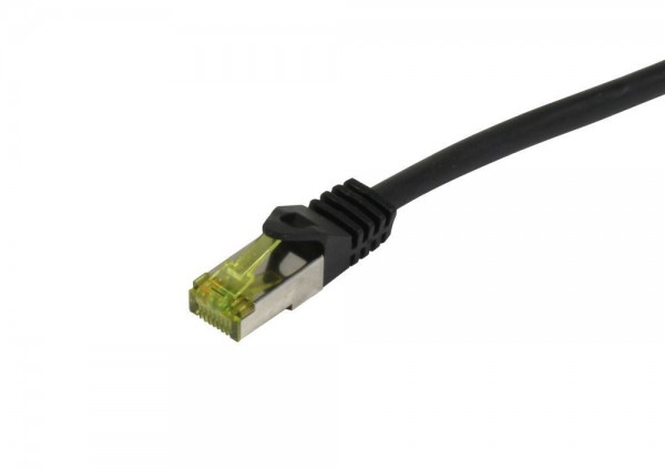 Patchkabel RJ45, CAT6A 500Mhz, 15m, schwarz, S-STP(S/FTP), PUR Indoor/Outdoor/Indu (UV/Water/oil/-resistant), AWG26, mit CAT7 Rohkabel, Synergy 21
