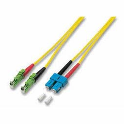 LWL-2-Faser-Patchk. 2mtr.SC-E2000(APC8Grad Schrägs), 9/125um, OS2, G657A, AD=3mm, Schrägschliff