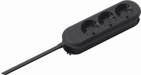 Bachmann Tischsteckdose, 3xDosen(CEE7)-&gt;Stecker(CEE7), 5m, Schwarz,
