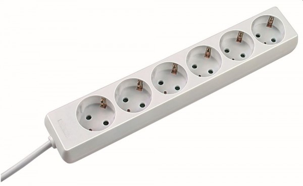 Bachmann Tischsteckdose, 6xDosen(CEE7)->Stecker(CEE7), 1,5m, weiß, SELLY,