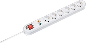 Bachmann Tischsteckdose, 6xDosen(CEE7)->Stecker(CEE7), 1,5m, weiss, ÜSS, Schalter,