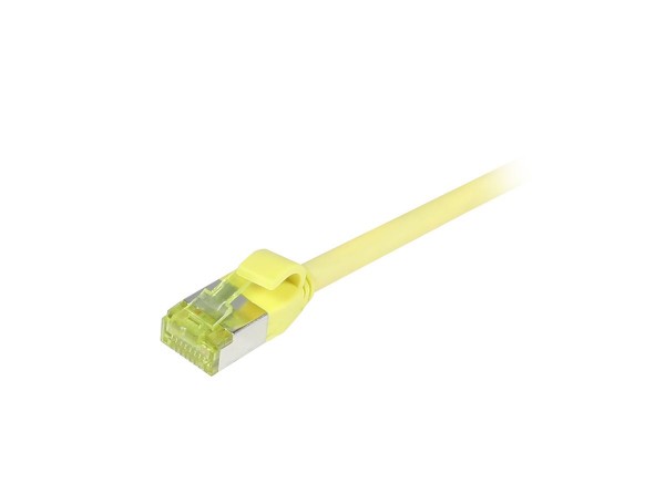 Patchkabel RJ45, CAT6A 500Mhz, 0.5m, gelb, S-STP(S/FTP), slimline rund d=4,5mm, TPE/LSZH(Superflex), AWG28, mit CAT7 Rohkabel, Synergy 21