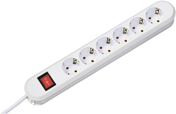 Bachmann Tischsteckdose, 6xDosen(CEE7)-&gt;Stecker(CEE7), 3m, mit Schalter, SMART,