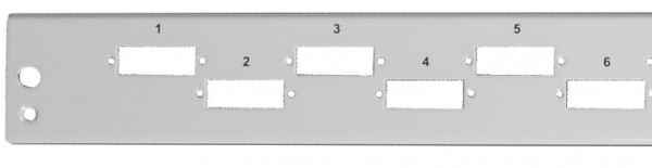 LWL-Patchpanel, zbh. Frontblende SC Duplex/LC Quad vertikal 6x, ohne Kupplungen, grau,