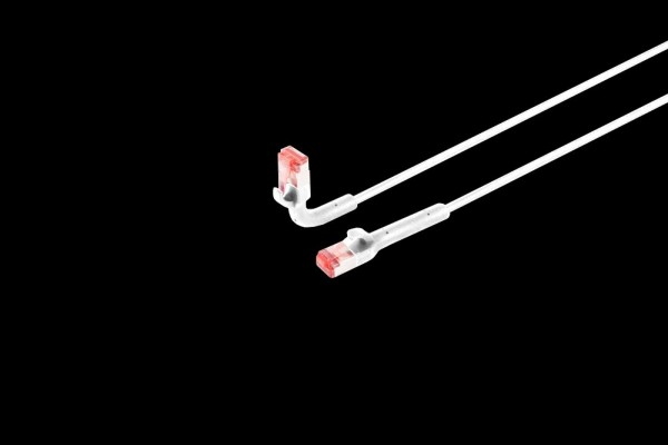 Patchkabel RJ45, CAT6A 500Mhz, 0.5m, weiss; U-STP(U/FTP); TPE, biegbare Stecker 90Grade,