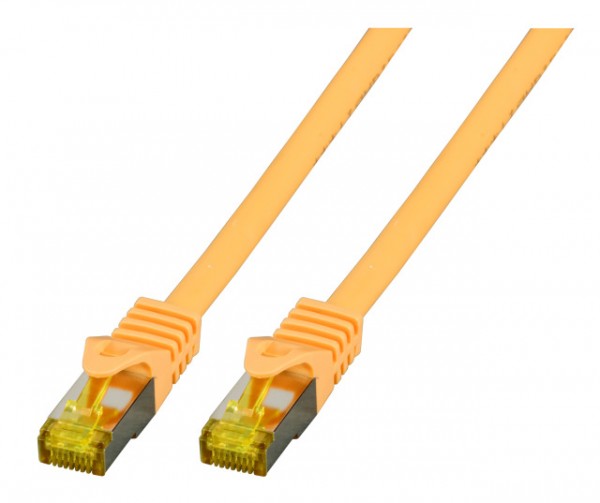 Patchkabel RJ45, CAT6A 500Mhz, 0.25m, gelb; S-STP(S/FTP); LSZH, mit Cat.7 Rohkabel,