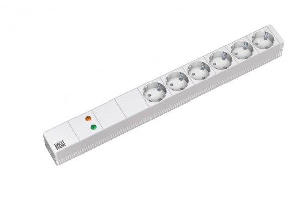 ALLNET 19&quot;zbh. Steckdosenleiste, 6xDosen(CEE7)-&gt;Stecker(CEE7), NF/ÜS, Bachmann