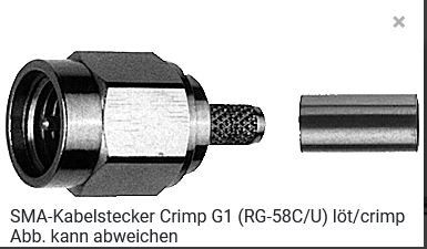 Telegärtner Koax, SMA, Stecker, RG-58, Innengewinde,