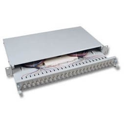 LWL-Patchpanel Spleisbox,19", 24xST, 9/125um,ausziehbar,