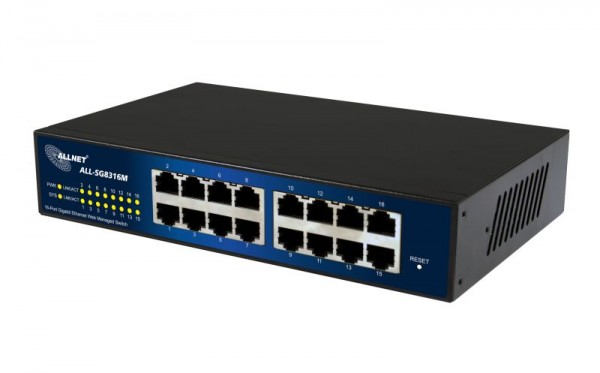 ALLNET Switch smart managed 16 Port Gigabit / 16x LAN / Lüfterlos / 19" &amp; 10"/ "ALL-SG8316M"
