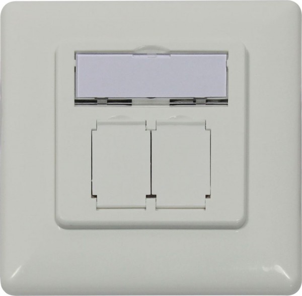 Dosen TP,UP,2-fach,CAT6A, Keystone Slim-line/Komponent getestet, Reinweiss, designfähig UAE, Synergy 21,