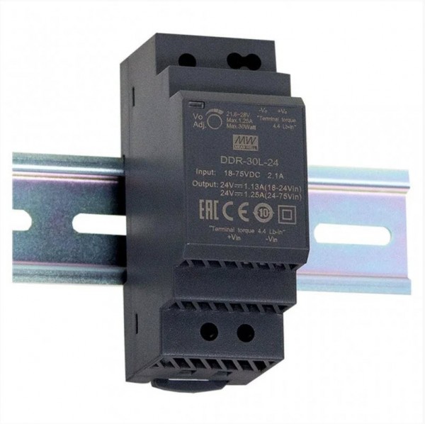 ALLNET Ersatznetzteil/Spannungswandler 48V/2,1A IN: 9~18VDC -&gt; OUT: 48VDC/DC-Wandler MEANWELL Hutschiene