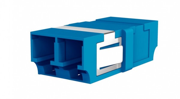 LWL-Kupplung,LC-Buchse/LC-Buchse, 9/125u singlemode, duplex, PVC, blau, ohne Flansch,