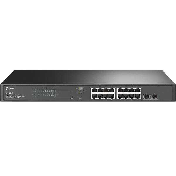 TP-Link Switch smart managed Layer2 18 Port • 16x 1 GbE • PoE Budget 150W • 2x SFP • 19" • Omada • SG2218P
