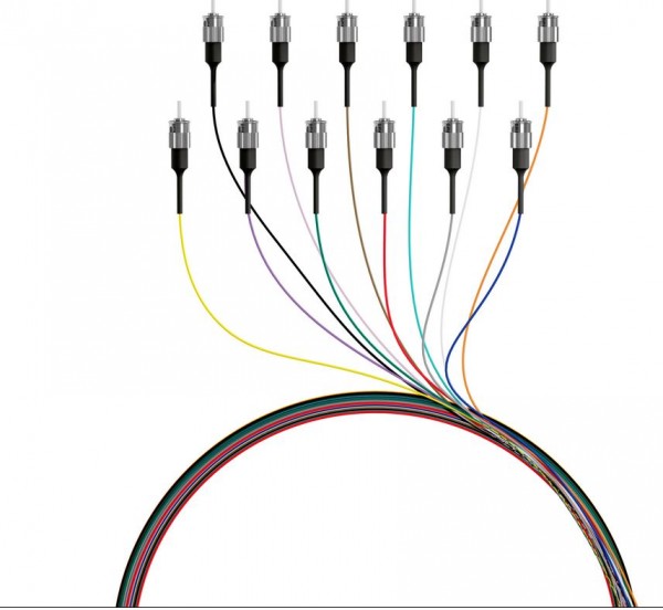 LWL-Pigtail-ST 9/125u,2mtr., 12-Pack, farbig