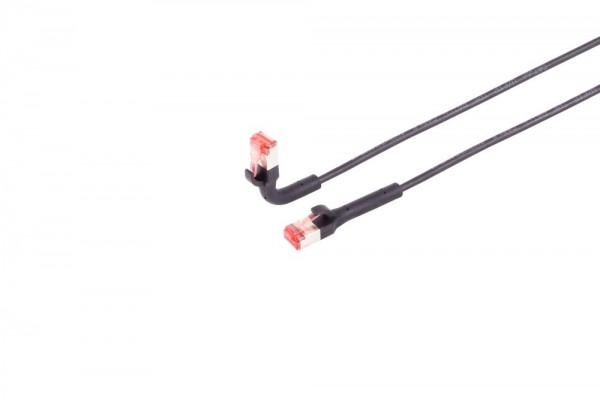 Patchkabel RJ45, CAT6A 500Mhz, 2m, schwarz, U-STP(U/FTP),TPE, biegbare Stecker 90Grade