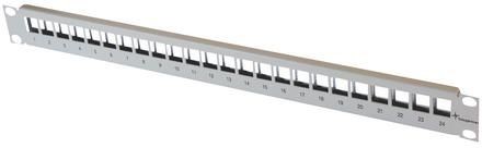 Telegärtner Modulträger,Patchpanel,f. 24xAMJ/AMJ-S-Mod./Kupp., 19&quot;, Lichtgrau, ohne Kabelabfangung, (Keystone)