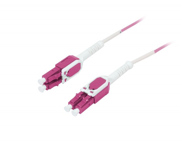 LWL-2-Faser-Patchk. 10mtr.LC-LC, 50/125um,OM4, Uniboot(drehbar), Push/Pull, AD=2mm, Synergy 21