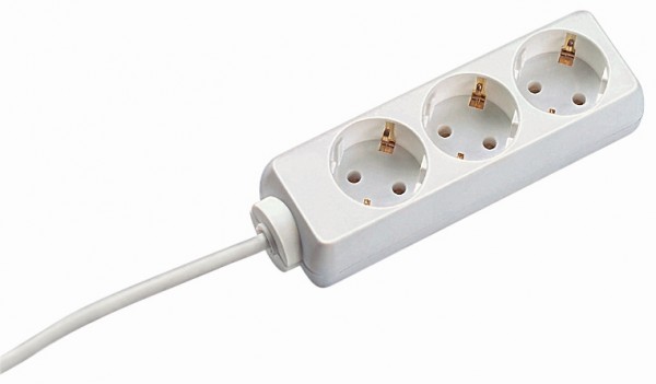 Bachmann Tischsteckdose, 3xDosen(CEE7)-&gt;Stecker(CEE7), 3m, weiss, SELLY,