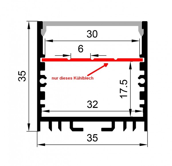 Synergy 21 LED U-Profil zub ALU3535 ALU-Kühlblech einfach 2m