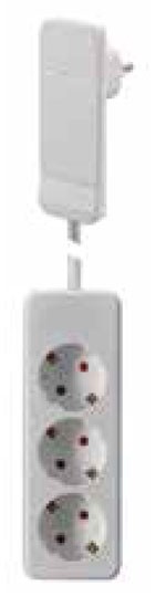 Bachmann SMART PLUG Flachstecker, 3xDosen(CEE7)-&gt;Stecker(CEE7), 1,6m, weiß, mit Auswurfmechanik