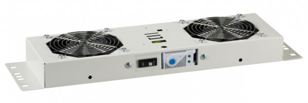 Wandgehäuse 19&quot;, zbh. 2-fach Lüftereinheit für Wandgehäuse-Serien 1-TEILIG/2-TEILIG, FLAT PACK, IP55 und BASIC, RAL7035