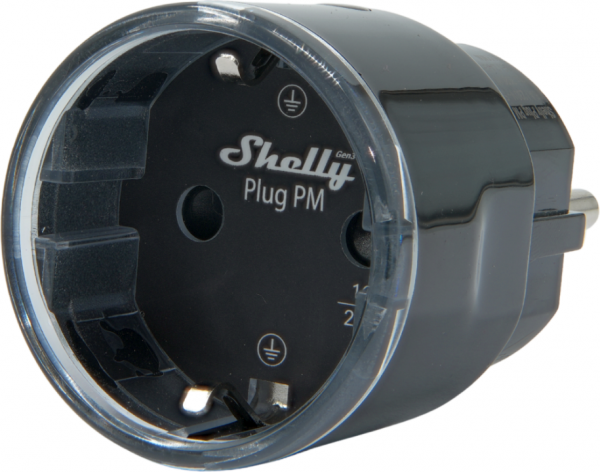 Shelly · Plug &amp; Play "Plug PM Gen3 Black" · Smarter Energiezähler · Messfunktion · WLAN · BT · schwarz