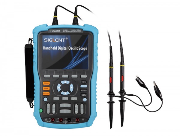 Siglent SHS820X Handheld Oszilloskop / Das Handheld Oszilloskop SHS820X hat zwei Kanäle und bietet eine Bandbreite von bis zu 200 MHz, sowie eine Speichertiefe von 12 Mpts.