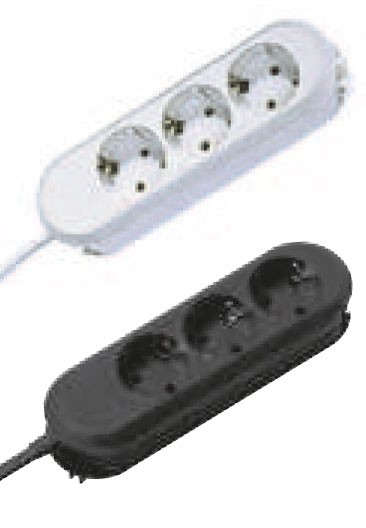 Bachmann Tischsteckdose, 3xDosen(CEE7)-&gt;Stecker(CEE7), 5m, Schwarz,