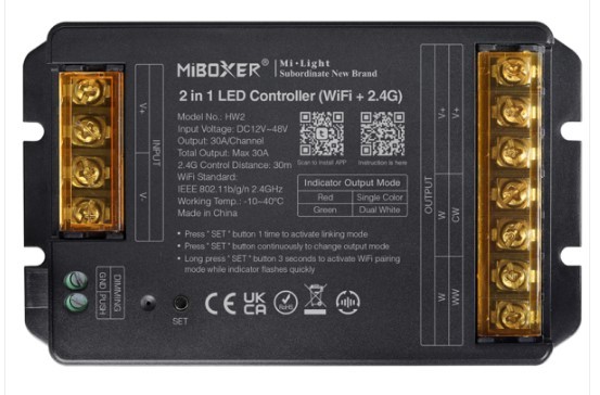 MiBoxer HW2 LED Controller 2in1 DC12~48V WiFi 2.4G HP 30A