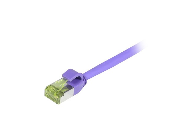 Patchkabel RJ45, CAT6A 500Mhz, 0.25m, lila, S-STP(S/FTP), slimline rund d=4,5mm, TPE/LSZH(Superflex), AWG28, mit CAT7 Rohkabel, Synergy 21