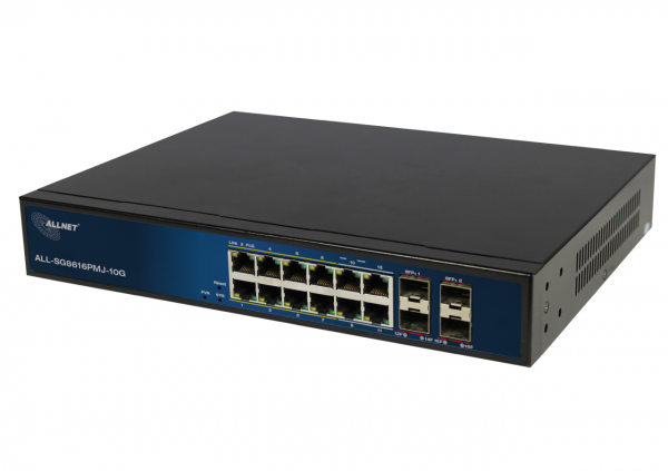 ALLNET Switch full managed Layer2+ 16 Port • 12x GbE • PoE Budget 130W • 8x PoE at • 4x Giga LAN • 4x SFP+ • 19" • ALL-SG8616PMJ-10G