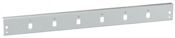 LWL-Patchpanel, zbh. Frontblende SC Simplex/E2000® Simplex/MTRJ/LC Duplex 6x, ohne Kupplungen, grau,