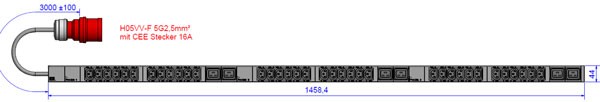 ALLNET 19&quot;zbh. Steckdosenleiste,36xKaltgeräte(C13)+6xC19-&gt;Stecker(CEE 16A), Bachmann